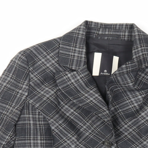 Avidita Womens Grey Plaid Jacket Blazer Size 14 Button