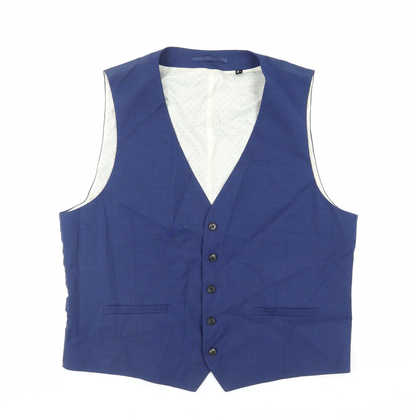 Burton Mens Blue Polyester Jacket Suit Waistcoat Size 44 Regular