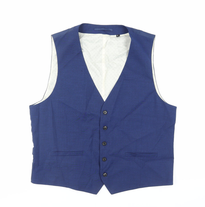 Burton Mens Blue Polyester Jacket Suit Waistcoat Size 44 Regular