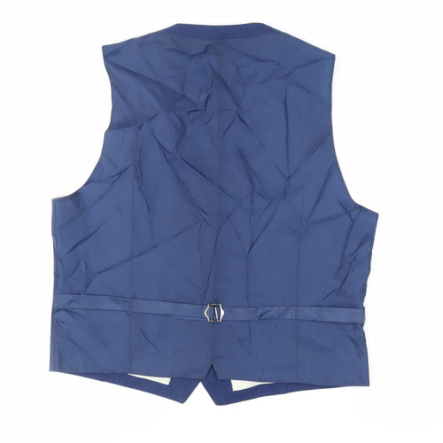 Burton Mens Blue Polyester Jacket Suit Waistcoat Size 44 Regular