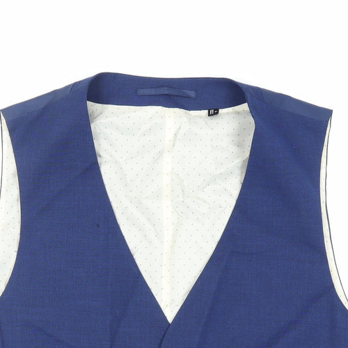 Burton Mens Blue Polyester Jacket Suit Waistcoat Size 44 Regular
