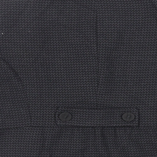 NEXT Womens Black Geometric Jacket Blazer Size 14 Button