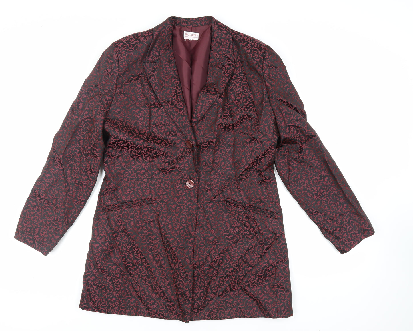 Sparklers Womens Purple Paisley Jacket Blazer Size 14 Button - Longline
