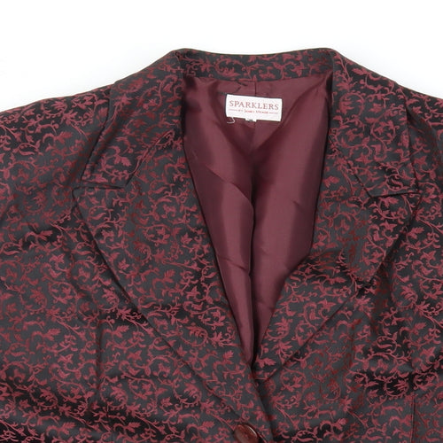 Sparklers Womens Purple Paisley Jacket Blazer Size 14 Button - Longline