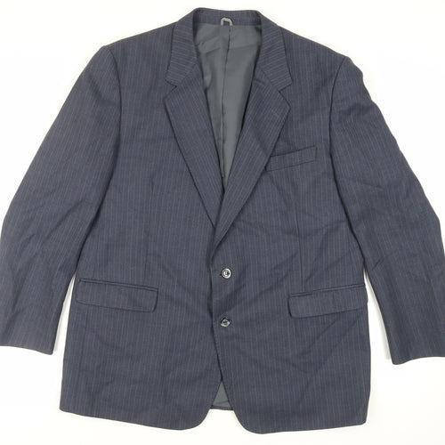 Pierre Marcel Mens Blue Striped Wool Jacket Suit Jacket Size 46 Regular