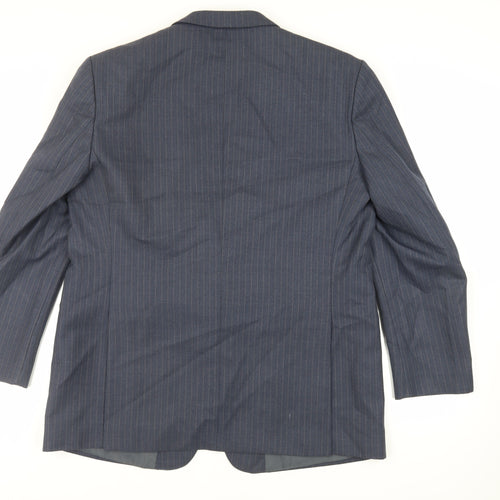 Pierre Marcel Mens Blue Striped Wool Jacket Suit Jacket Size 46 Regular