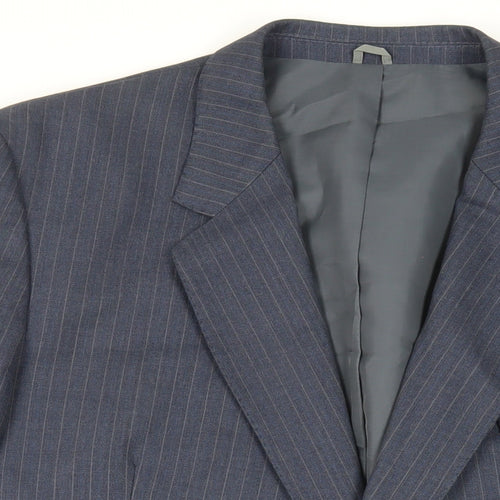 Pierre Marcel Mens Blue Striped Wool Jacket Suit Jacket Size 46 Regular