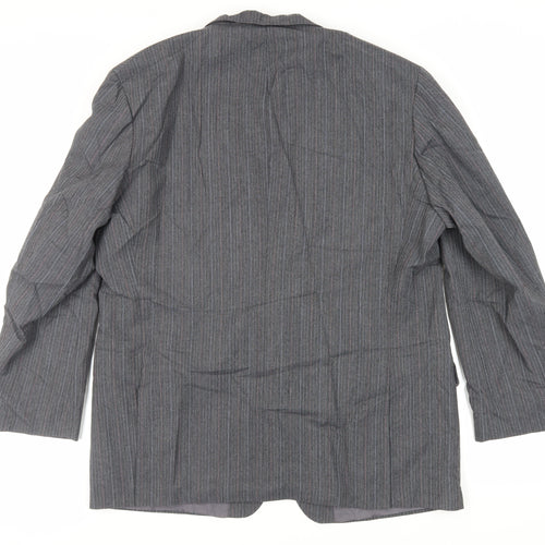 St Michael Mens Grey Striped Polyester Jacket Suit Jacket Size 46 Regular - Vintage