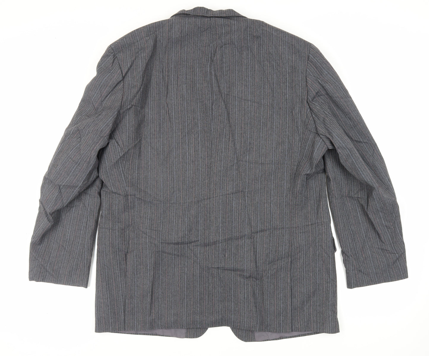 St Michael Mens Grey Striped Polyester Jacket Suit Jacket Size 46 Regular - Vintage
