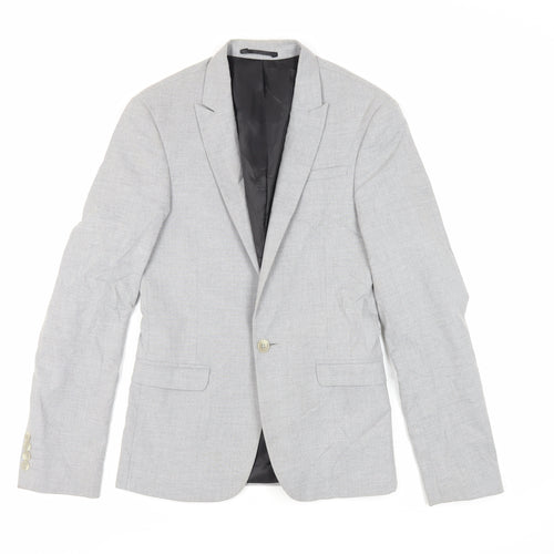 ASOS Mens Grey Polyester Jacket Suit Jacket Size 34 Regular