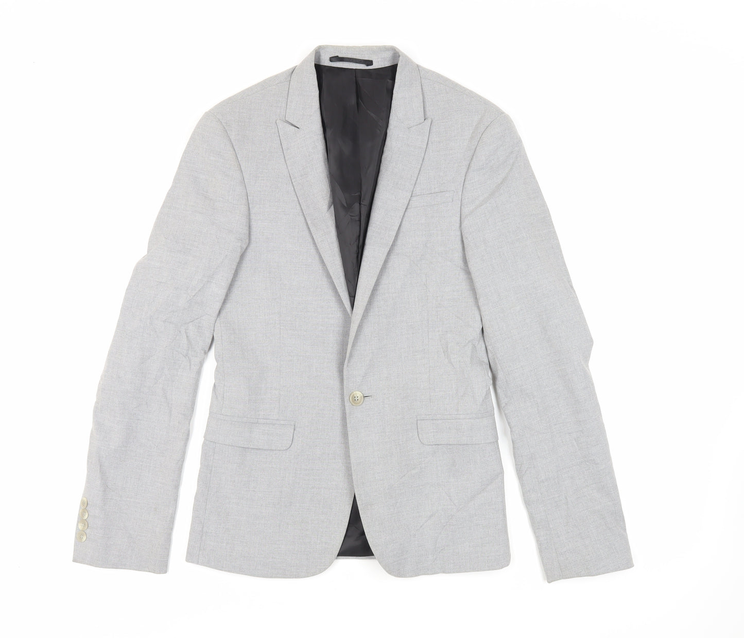 ASOS Mens Grey Polyester Jacket Suit Jacket Size 34 Regular