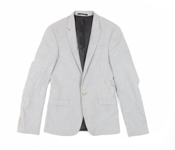 ASOS Mens Grey Polyester Jacket Suit Jacket Size 34 Regular