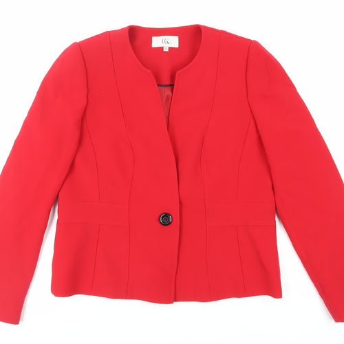 CC Womens Red Jacket Blazer Size 14 Button