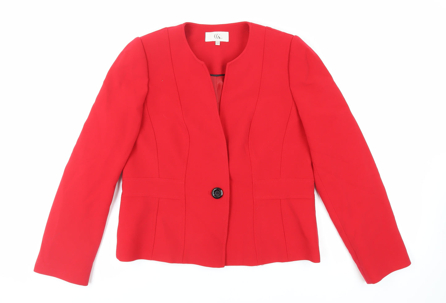 CC Womens Red Jacket Blazer Size 14 Button
