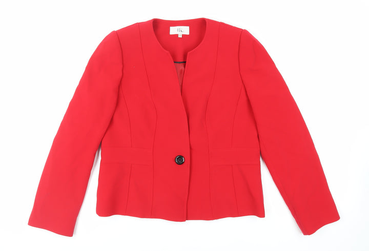 CC Womens Red Jacket Blazer Size 14 Button