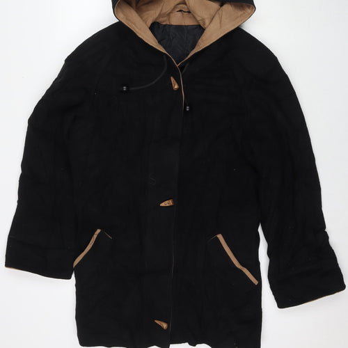Berkertex Womens Black Overcoat Coat Size 12 Toggle