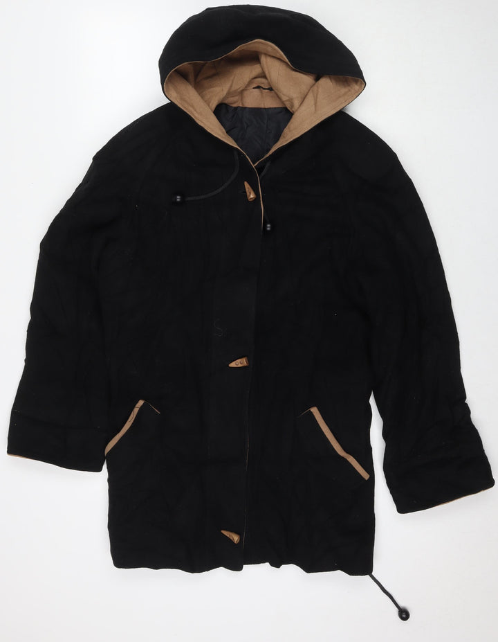 Berkertex Womens Black Overcoat Coat Size 12 Toggle