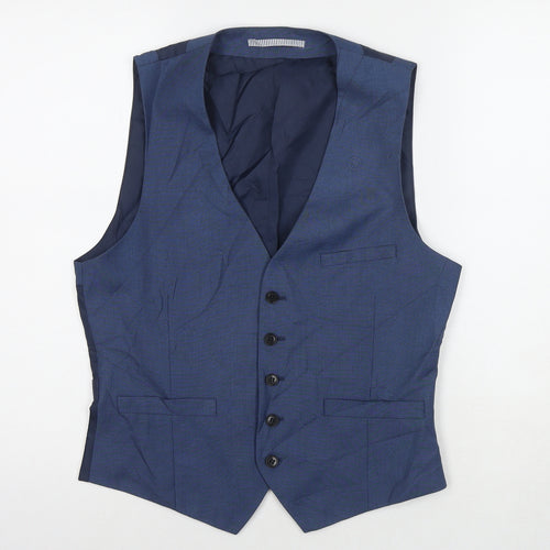 Burton Mens Blue Polyester Jacket Suit Waistcoat Size S Regular