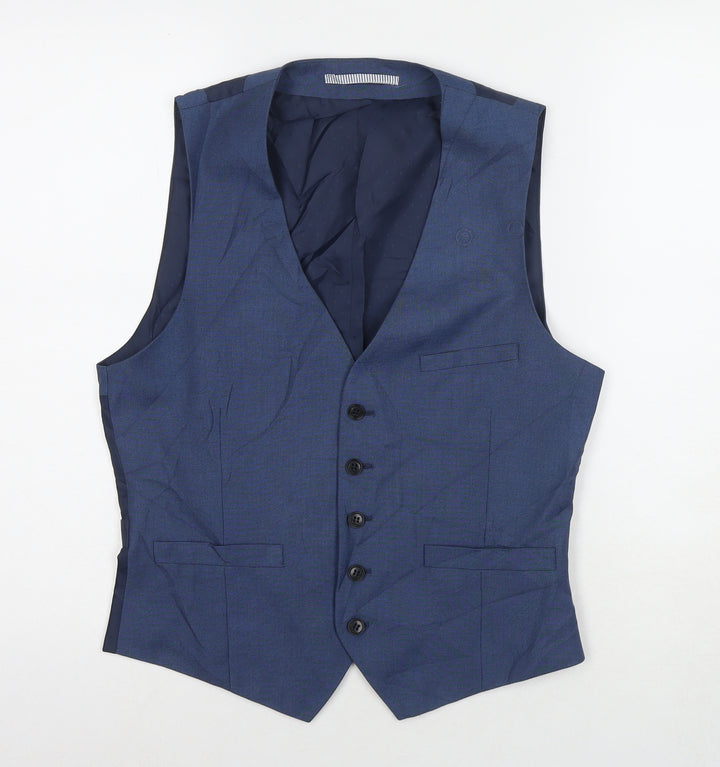 Burton Mens Blue Polyester Jacket Suit Waistcoat Size S Regular