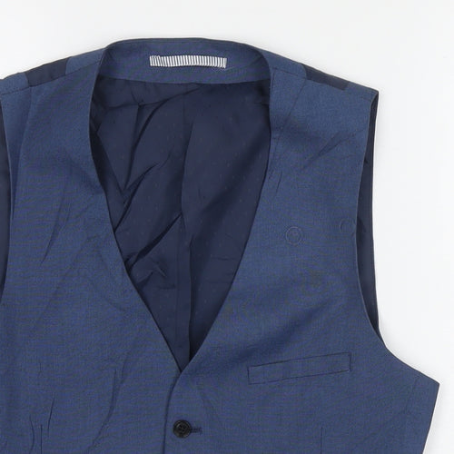 Burton Mens Blue Polyester Jacket Suit Waistcoat Size S Regular