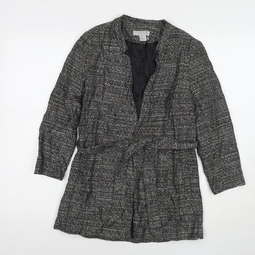 H&M Womens Black Kimono Coat Size 6 Tie