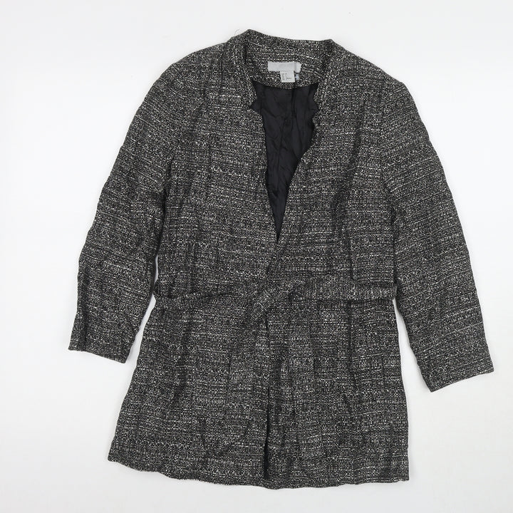 H&M Womens Black Kimono Coat Size 6 Tie