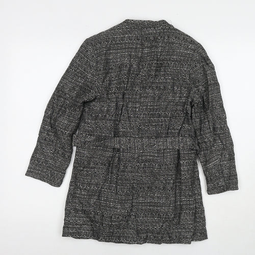 H&M Womens Black Kimono Coat Size 6 Tie
