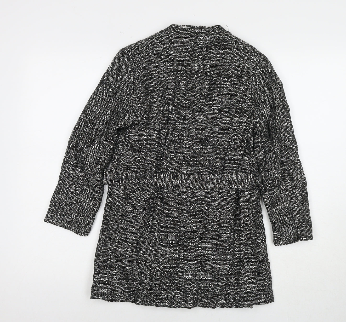 H&M Womens Black Kimono Coat Size 6 Tie