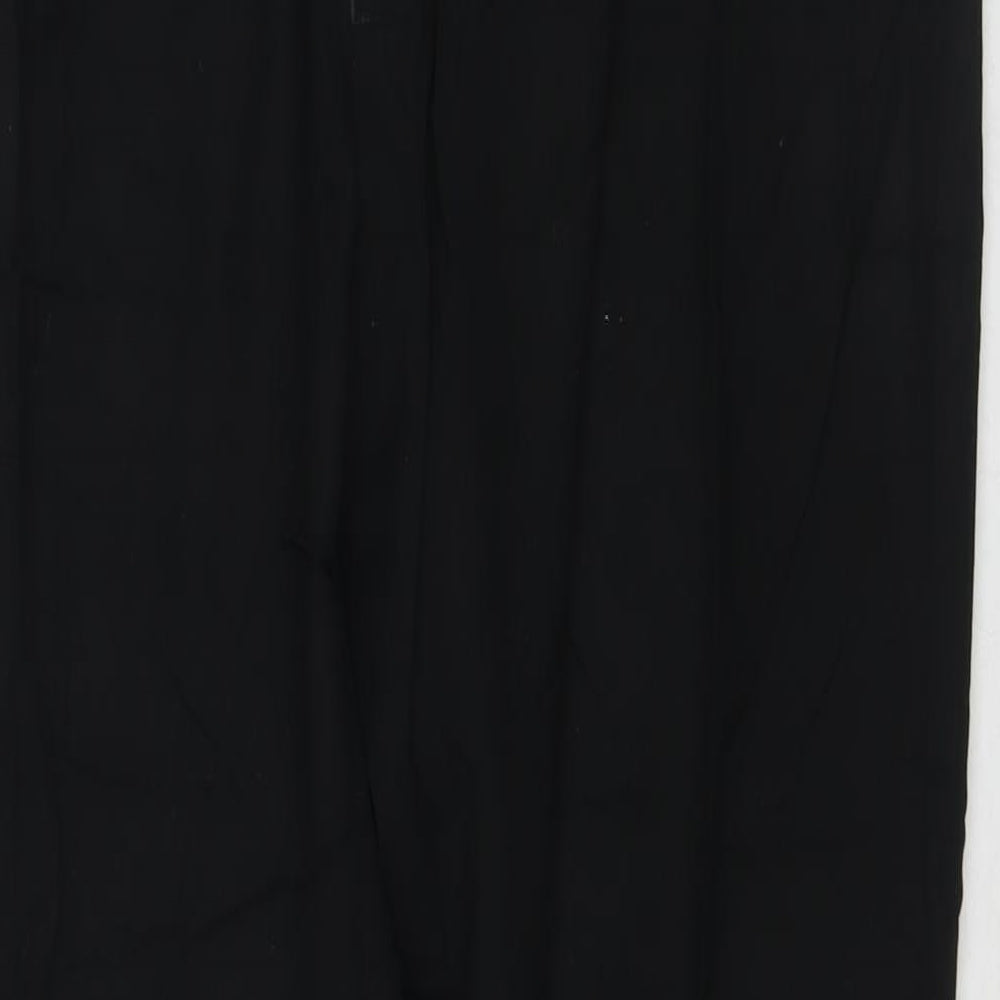 Marks and Spencer Mens Black Polyester Trousers Size 36 in L31 in Regular Zip