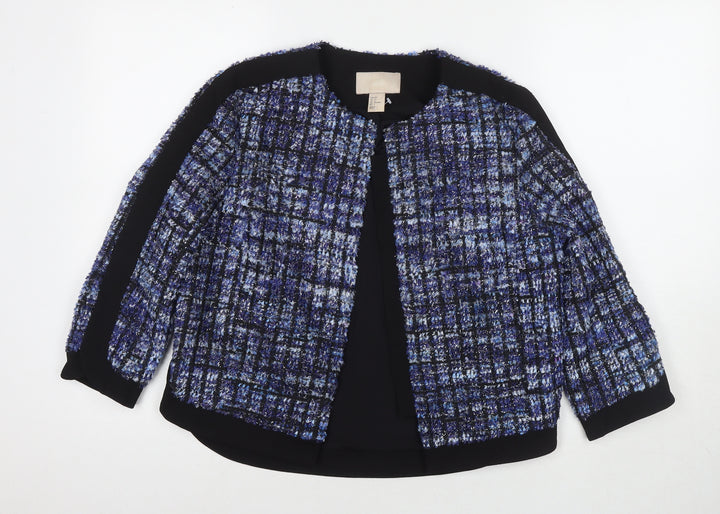 H&M Womens Blue Jacket Blazer Size 8 Buckle