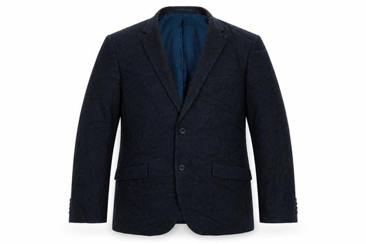 Front view of Next men’s blue polyester jacket suit jacket, size 44, regular