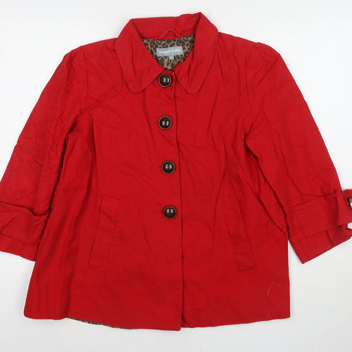 Angel Falls Womens Red Pea Coat Coat Size 14 Button