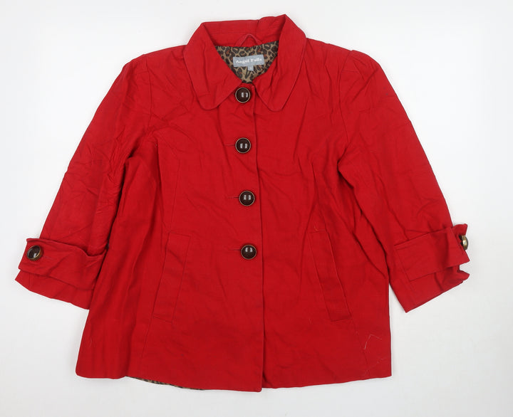 Angel Falls Womens Red Pea Coat Coat Size 14 Button