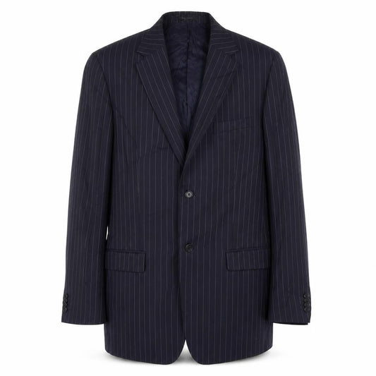 Front view of H&M men’s blue polyester jacket suit jacket, size 42, regular