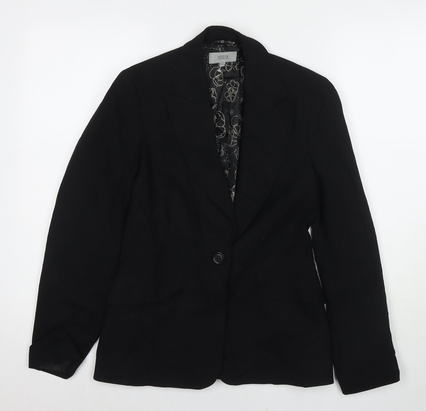 Marks and Spencer Womens Black Jacket Blazer Size 8 Zip