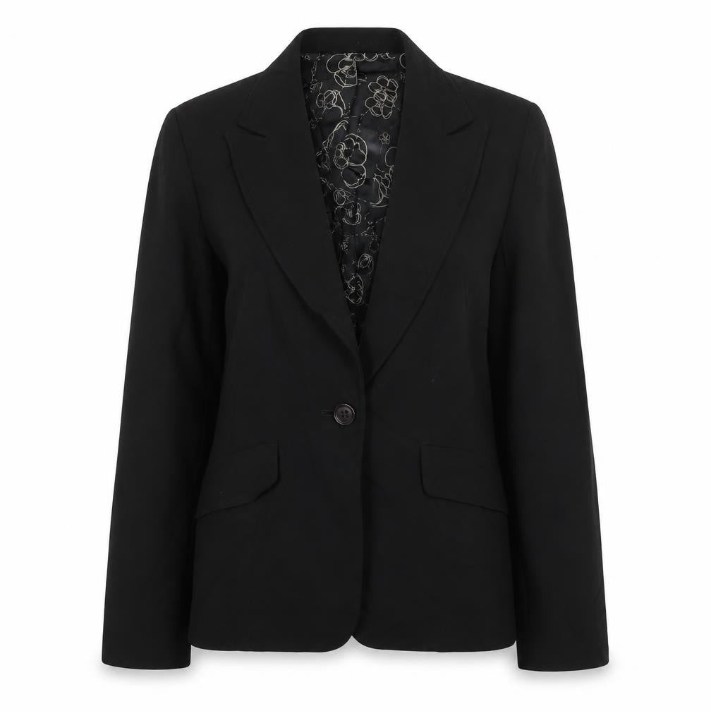 Front view of Marks & Spencer women’s black jacket blazer, size UK 8, zip
