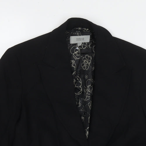 Marks and Spencer Womens Black Jacket Blazer Size 8 Zip
