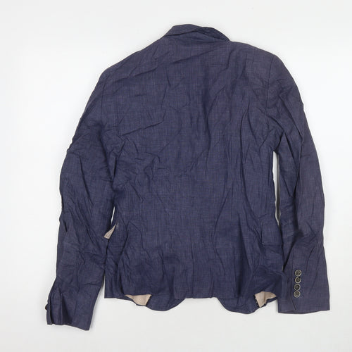 Zara Womens Blue Jacket Blazer Size M Button