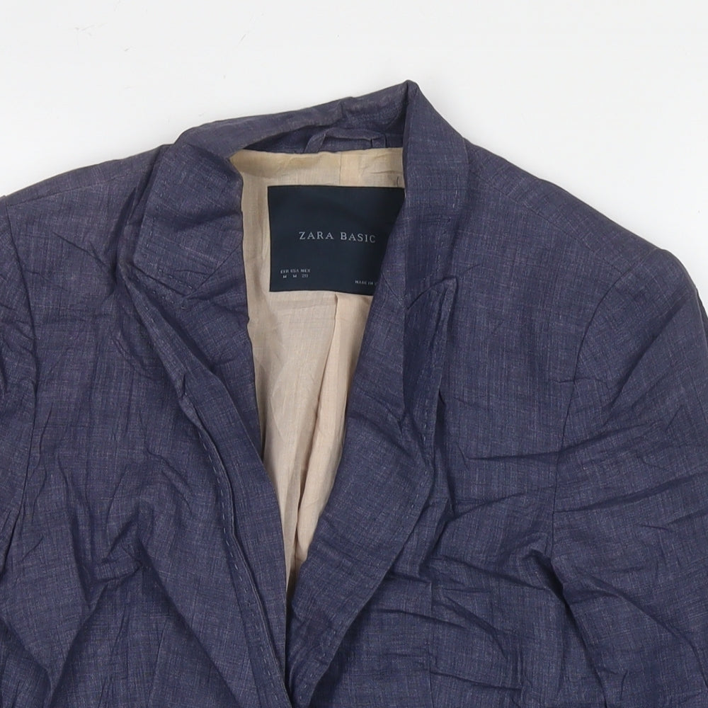 Zara Womens Blue Jacket Blazer Size M Button