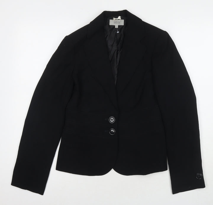 Marks and Spencer Womens Black Jacket Blazer Size 8 Button