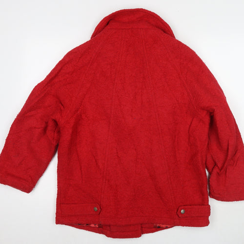 Truth & Lies Womens Red Pea Coat Coat Size 14 Zip