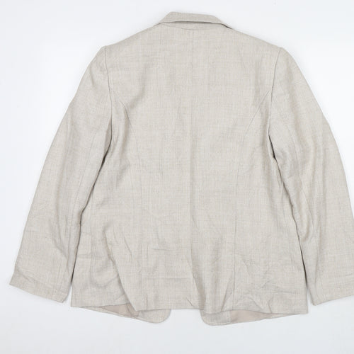 EWM Womens Beige Jacket Blazer Size 12 Hook & Eye