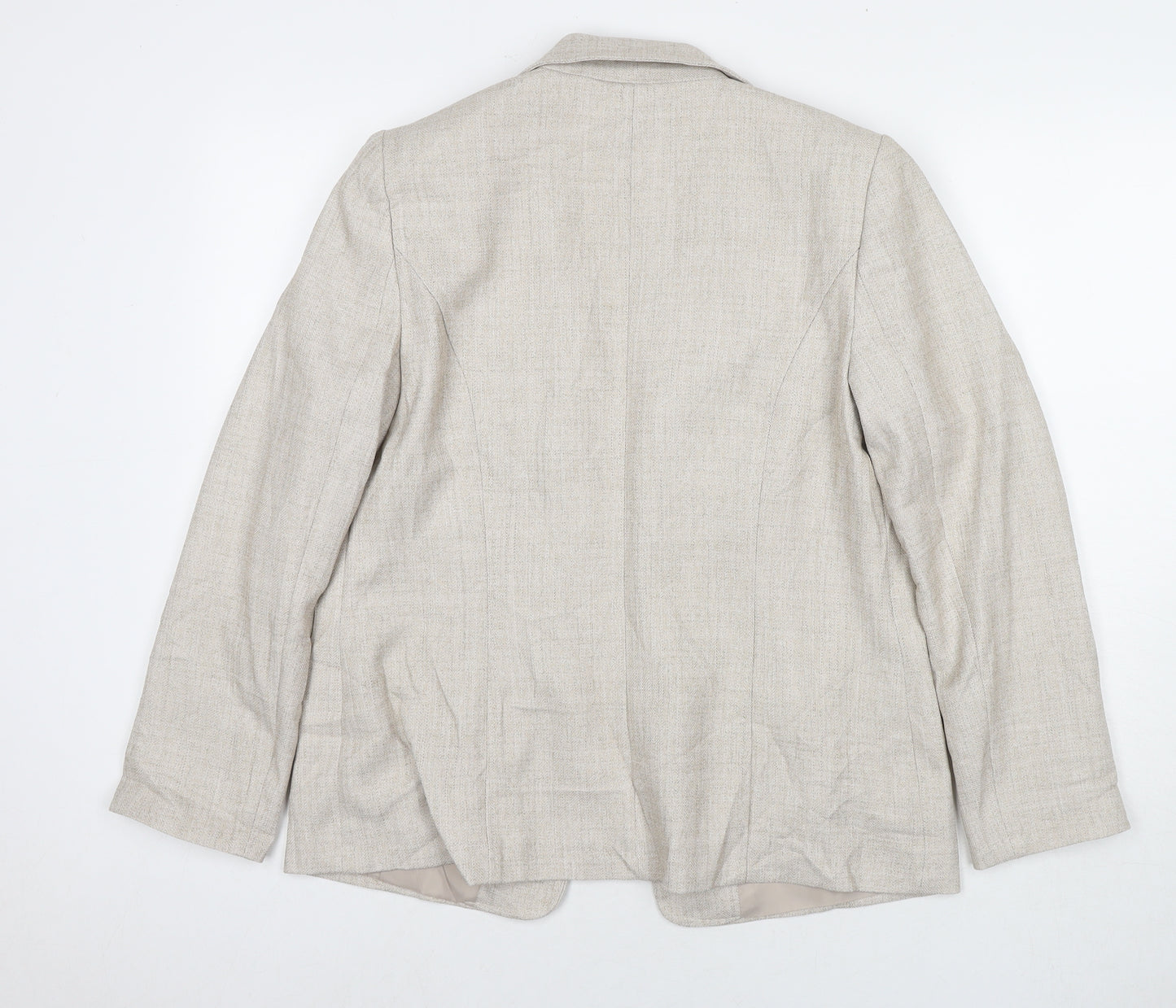 EWM Womens Beige Jacket Blazer Size 12 Hook & Eye