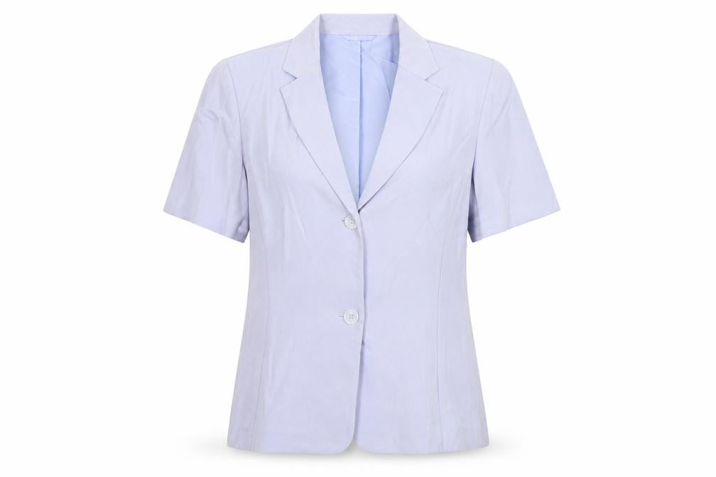 Front view of Dorothy Perkins women’s blue jacket blazer, size UK 6, button