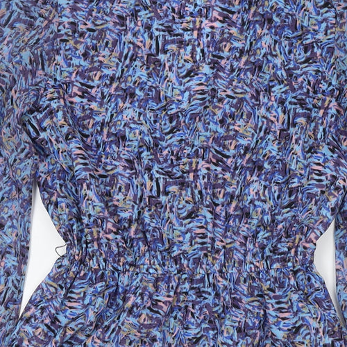 Miss Selfridge Womens Blue Geometric Polyester Fit & Flare Size 10 Round Neck Pullover