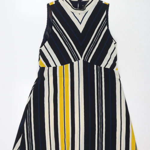 Zara Womens Multicoloured Striped Polyester A-Line Size S Round Neck Pullover