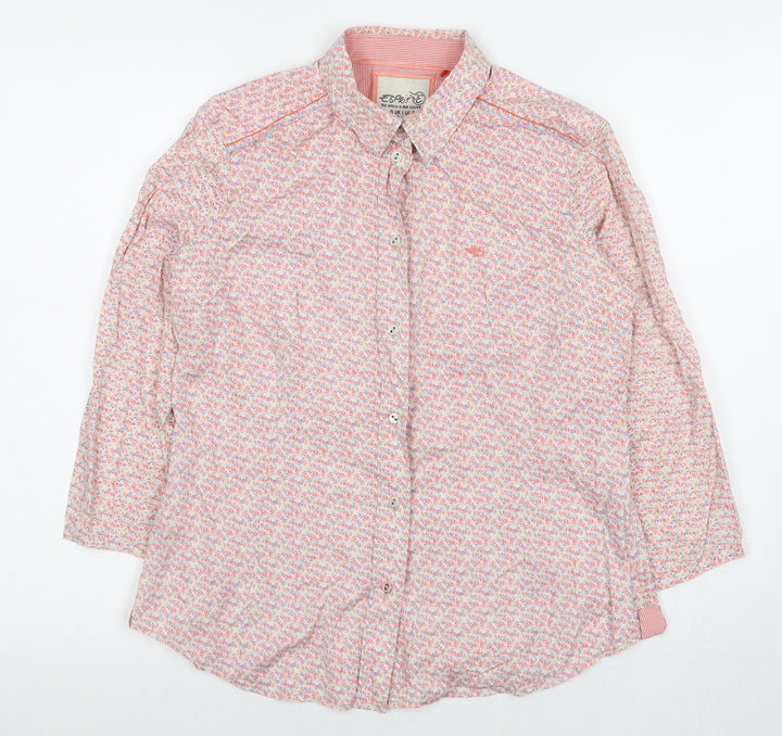 Esprit Womens Multicoloured Floral Cotton Basic Button-Up Size 10 Collared