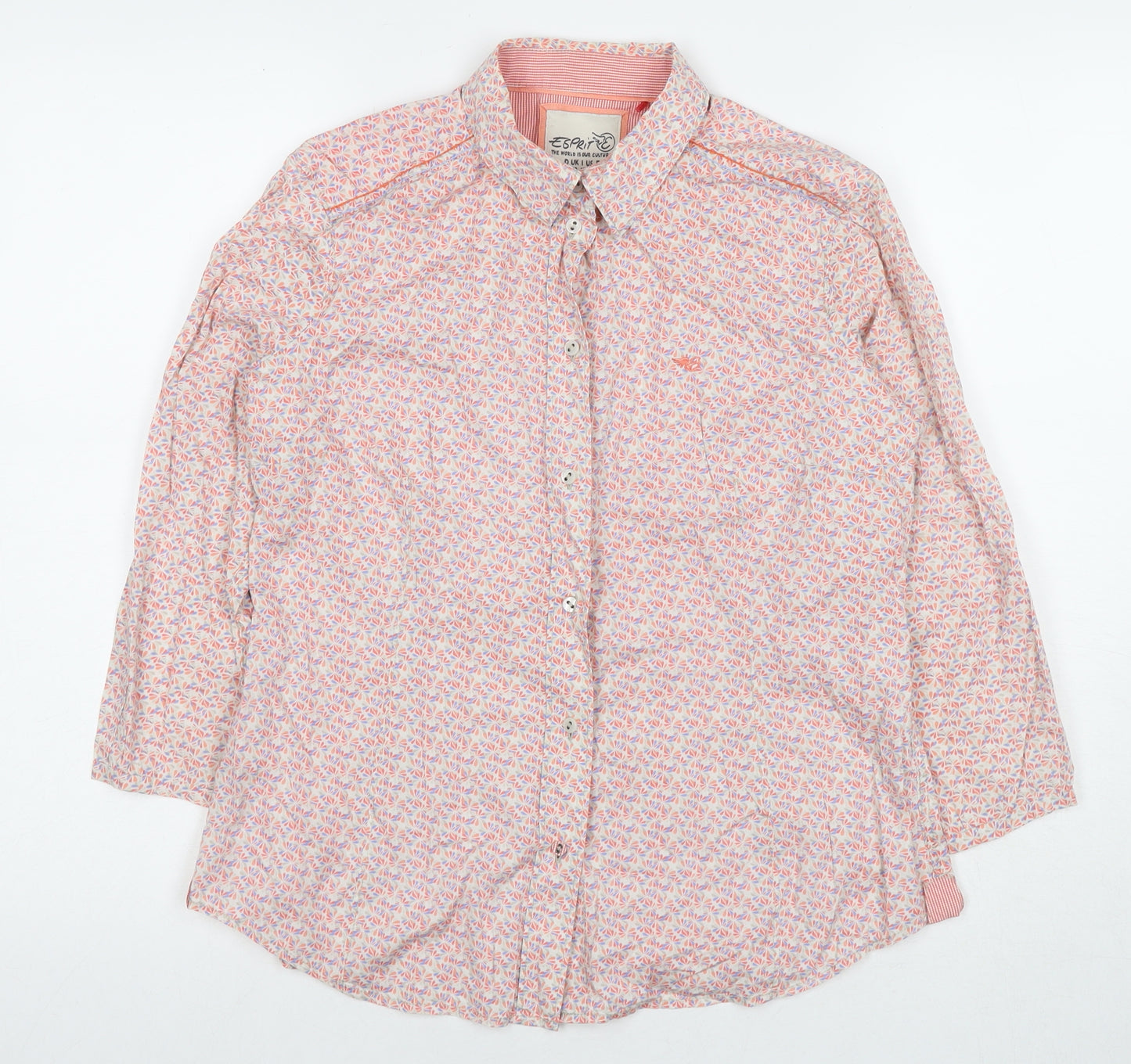 Esprit Womens Multicoloured Floral Cotton Basic Button-Up Size 10 Collared