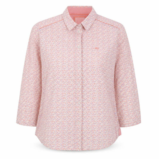 Front view of ESPRIT women’s multicoloured floral cotton basic button-up, size UK 10, collared