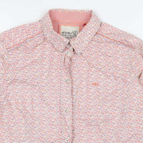 Esprit Womens Multicoloured Floral Cotton Basic Button-Up Size 10 Collared
